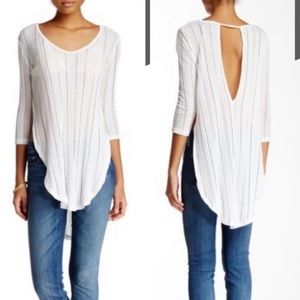 Free People Astoria Split Ribbed Tee Sz XS